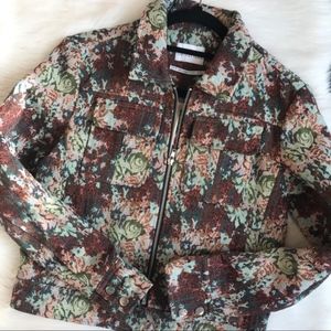 Urban Outfitters Floral Tapestry Trucker Jacket